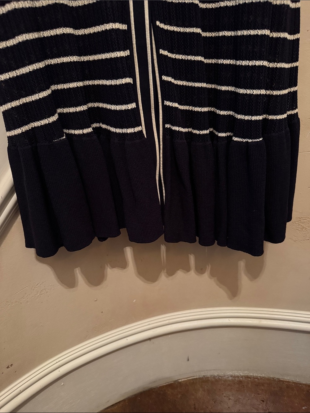 Chic Navy & White Striped Knit Gold Button-Front Dress by Cara Cara - Picture 9 of 11